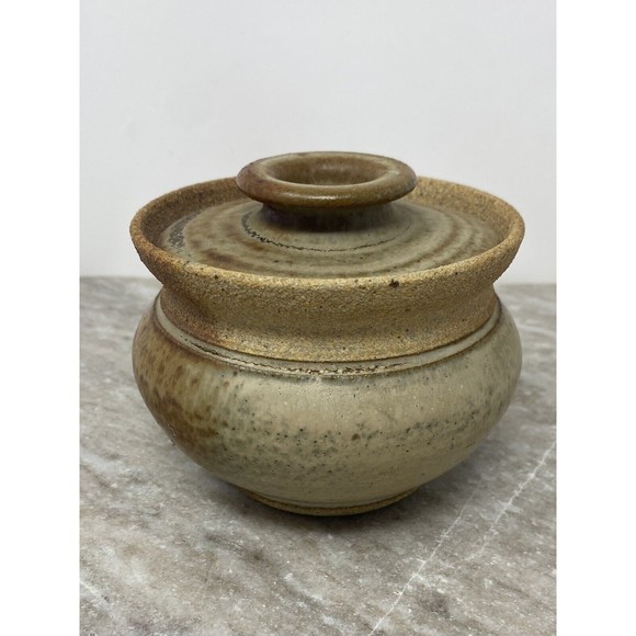 Vintage Pottery Clay Jam Sugar Bowl With Lid Brown Warm Fuzzies - Picture 3 of 8